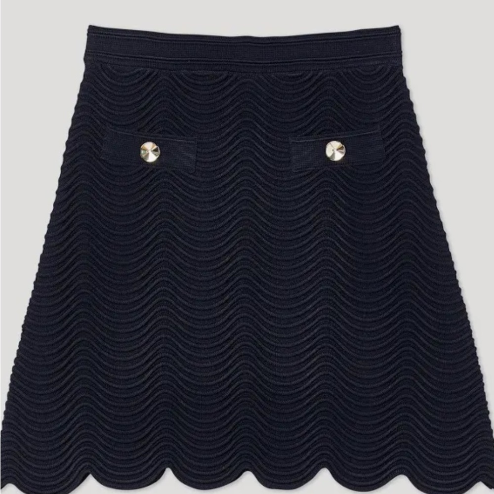 Sandro Bamba Wavy Knit Mini Skirt - Navy